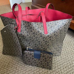 DKNY monogram bag with matching wallet and smaller bag